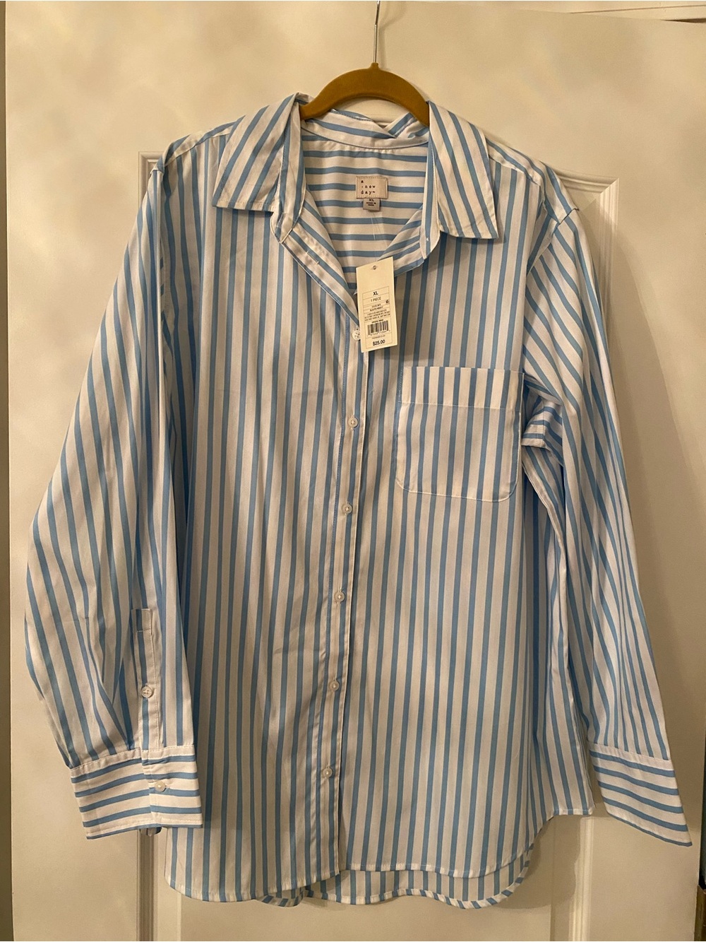 a new day Blue and White Striped Button-Down Shirt